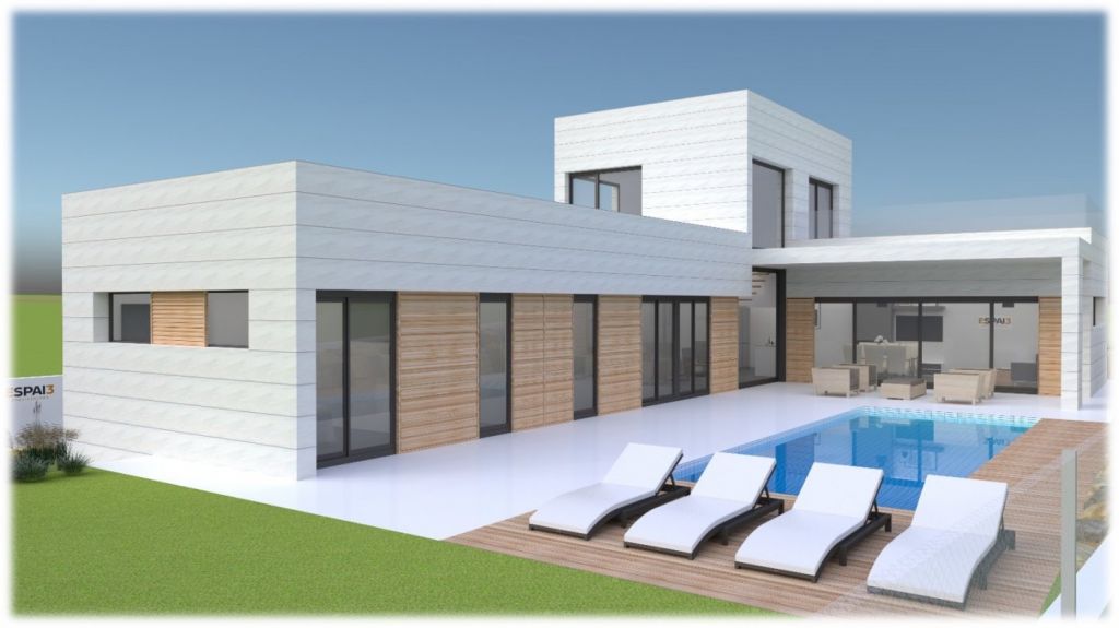 Proyecto de casa nueva con jardín y piscina en Mas Alba