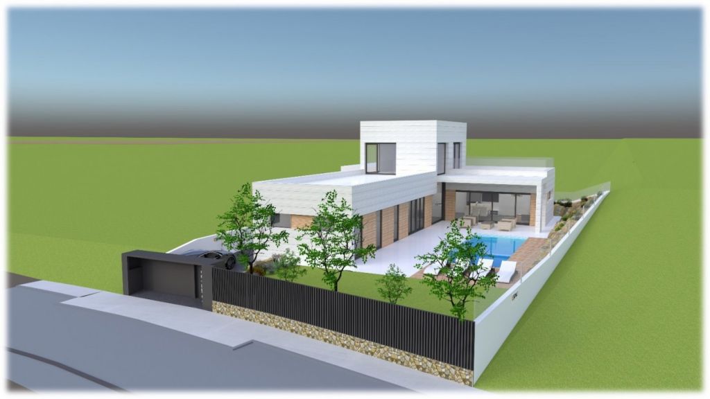 Proyecto de casa nueva con jardín y piscina en Mas Alba